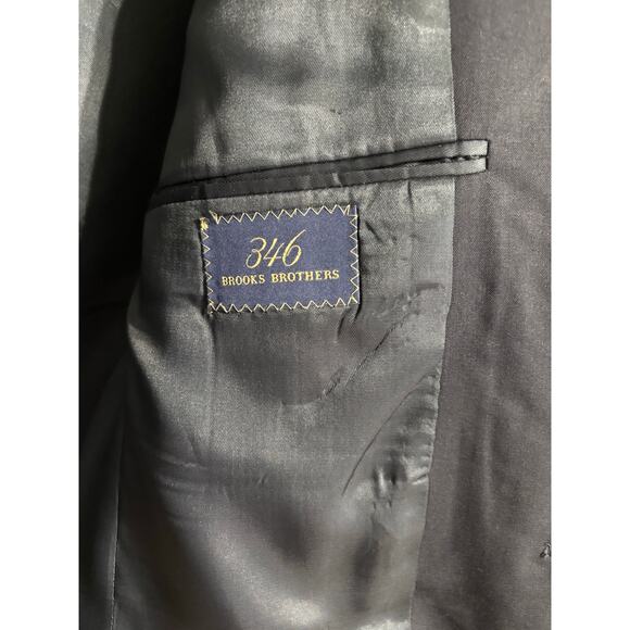 Brooks Brothers 346 Wool Navy Mens Blazer Jacket 42 Long Gold Buttons Classic - Picture 6 of 8